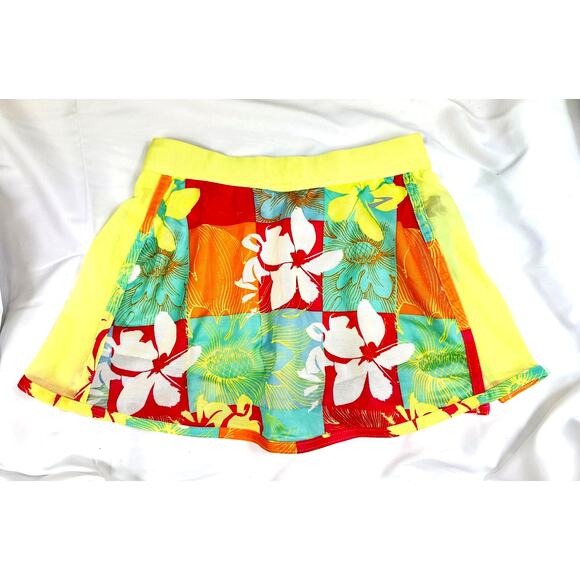 Brooks Women's D'Lite Mesh Flower Check Skort with inside pocket XS - Picture 5 of 9